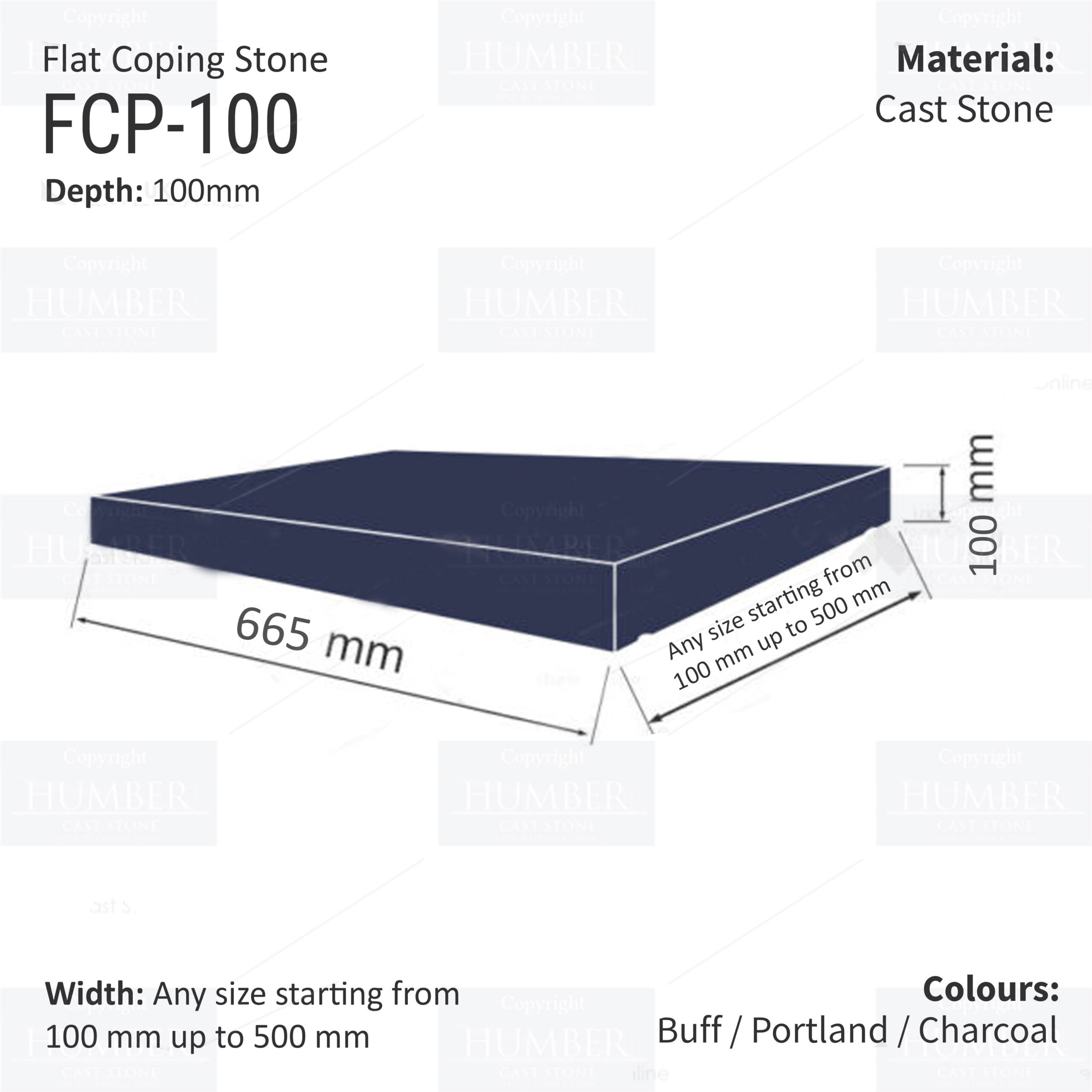 FLAT WALL COPINGS – 665MM LENGTH / 100MM HEIGHT
