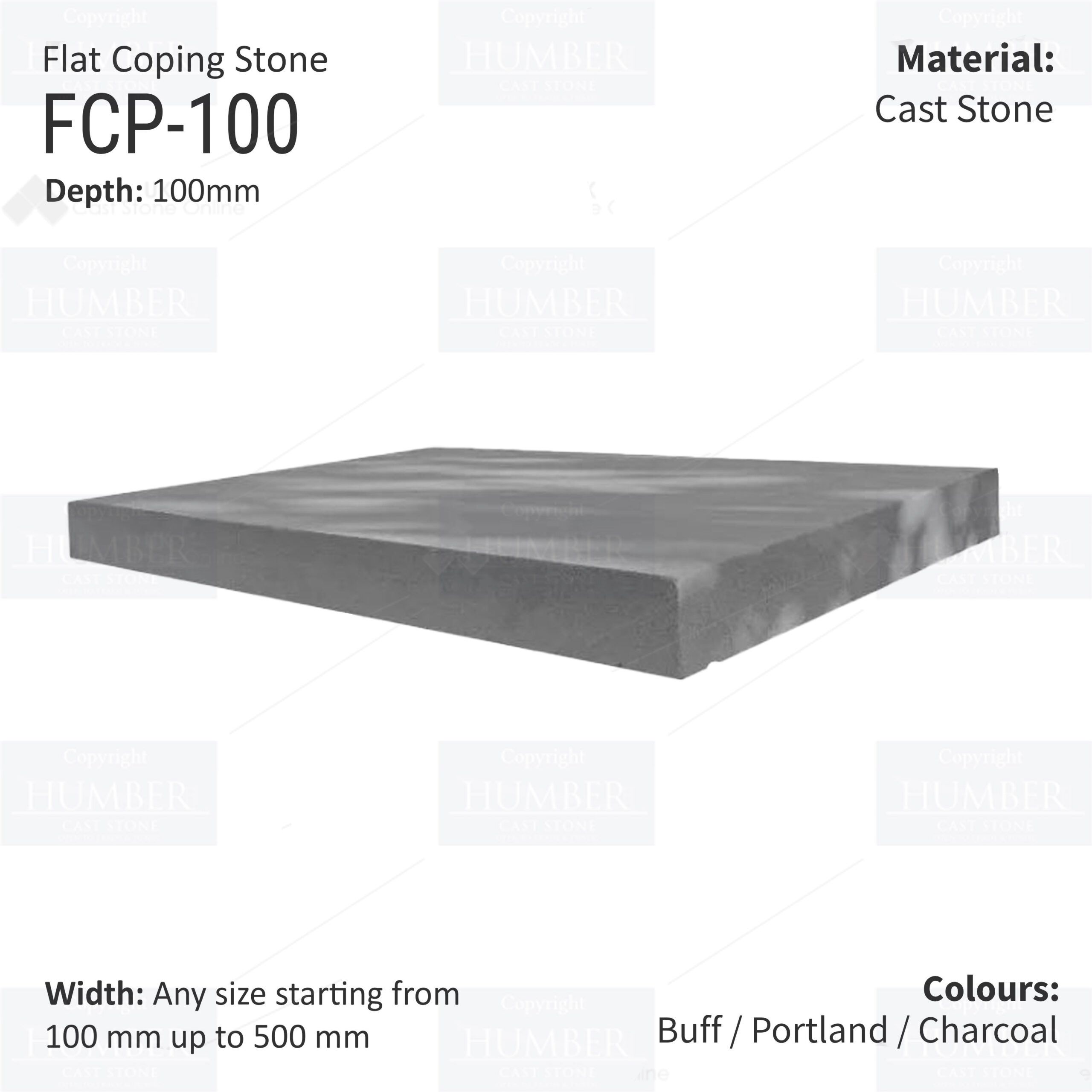 FLAT WALL COPINGS – 665MM LENGTH / 100MM HEIGHT