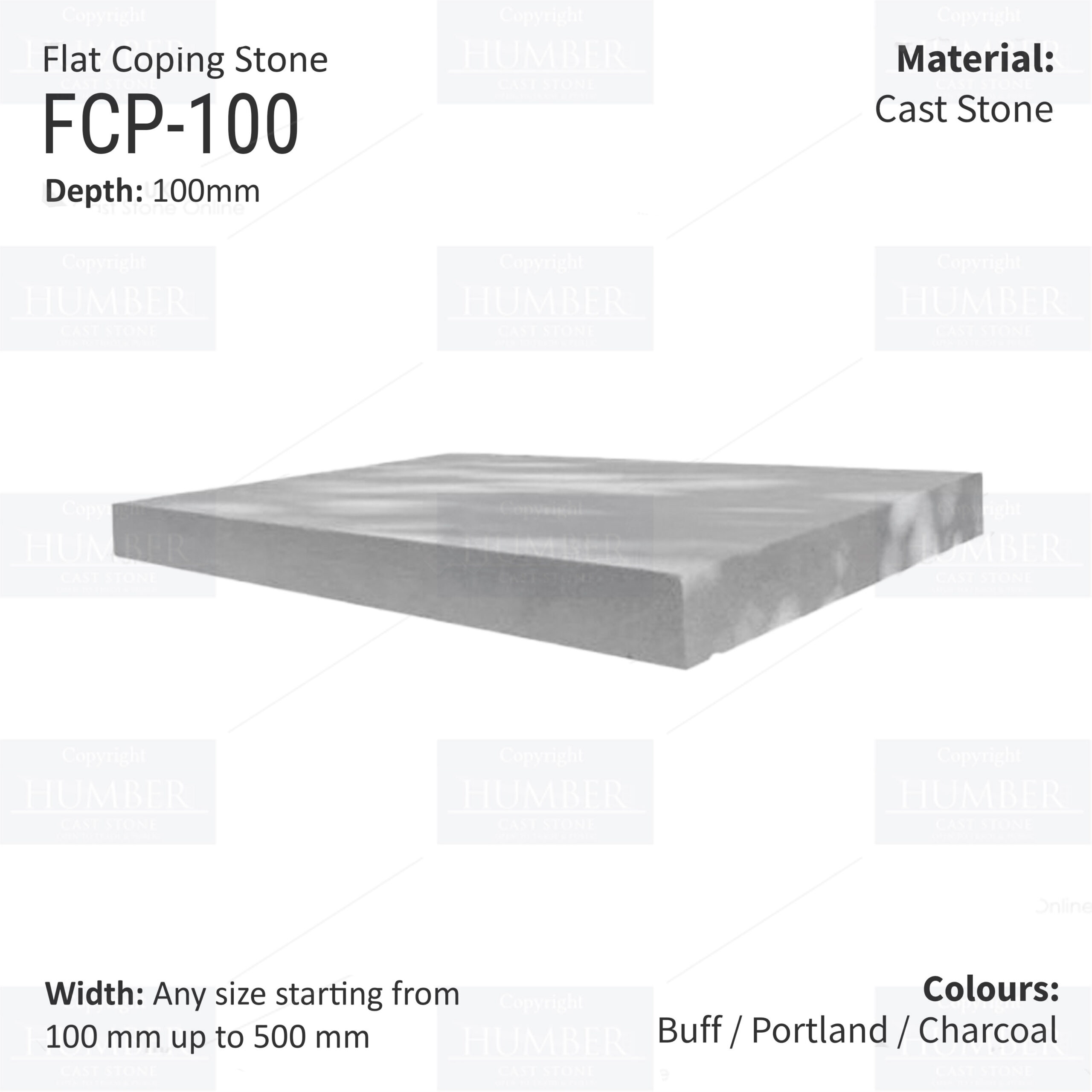 FLAT WALL COPINGS – 665MM LENGTH / 100MM HEIGHT