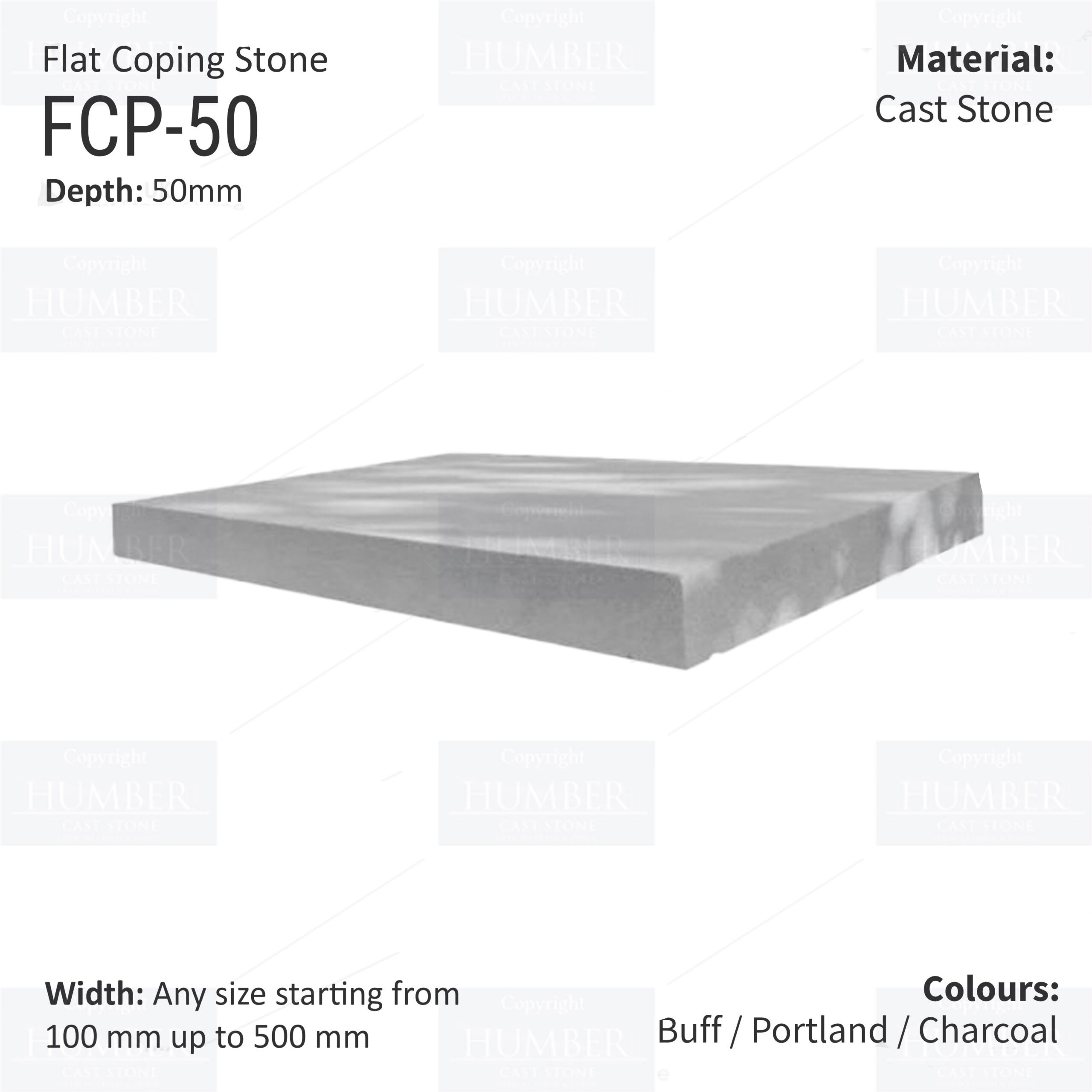 FLAT WALL COPINGS – 665MM LENGTH / 50MM HEIGHT