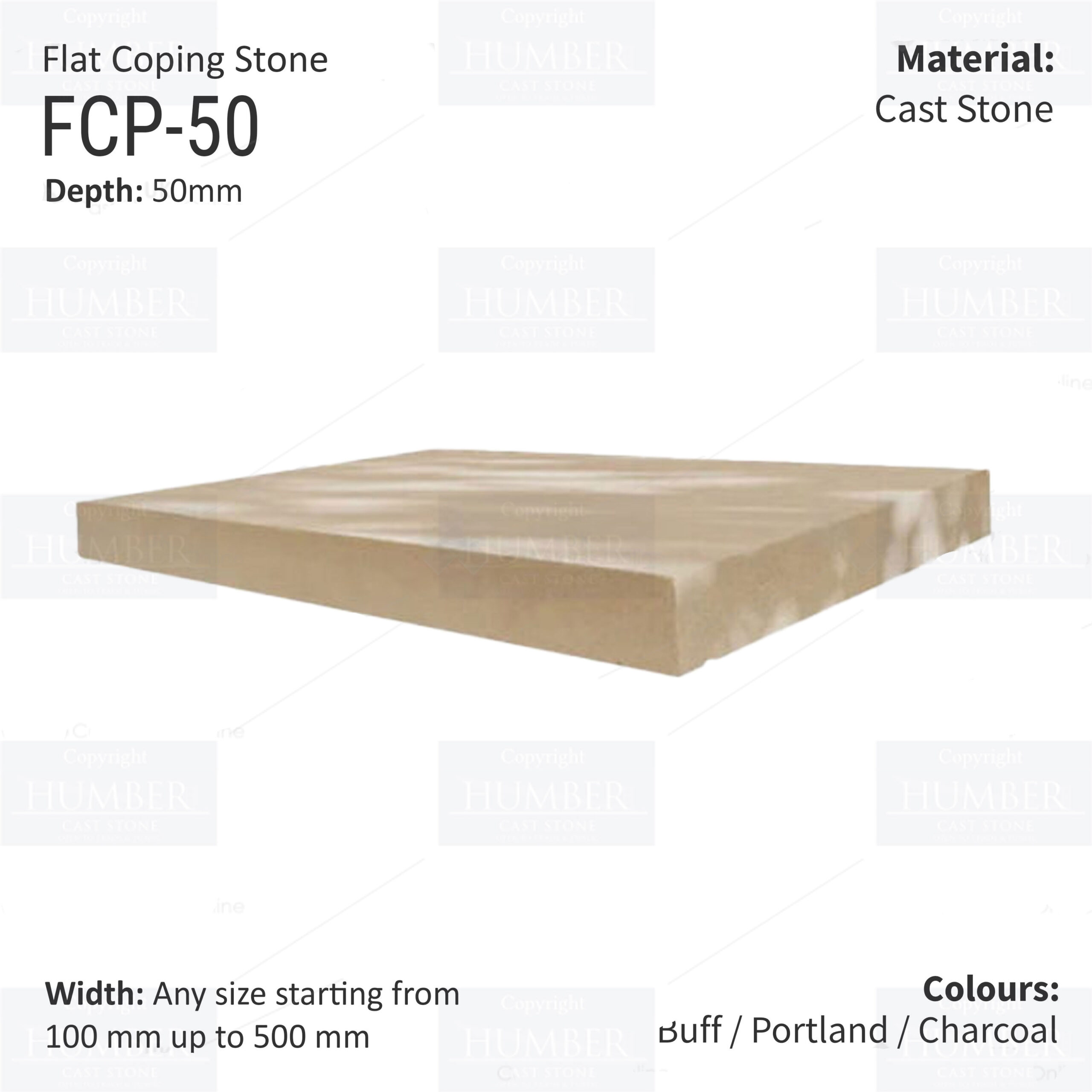 FLAT WALL COPINGS – 665MM LENGTH / 50MM HEIGHT