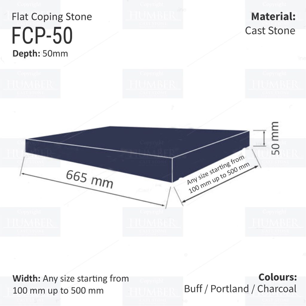 FLAT WALL COPINGS – 665MM LENGTH / 50MM HEIGHT