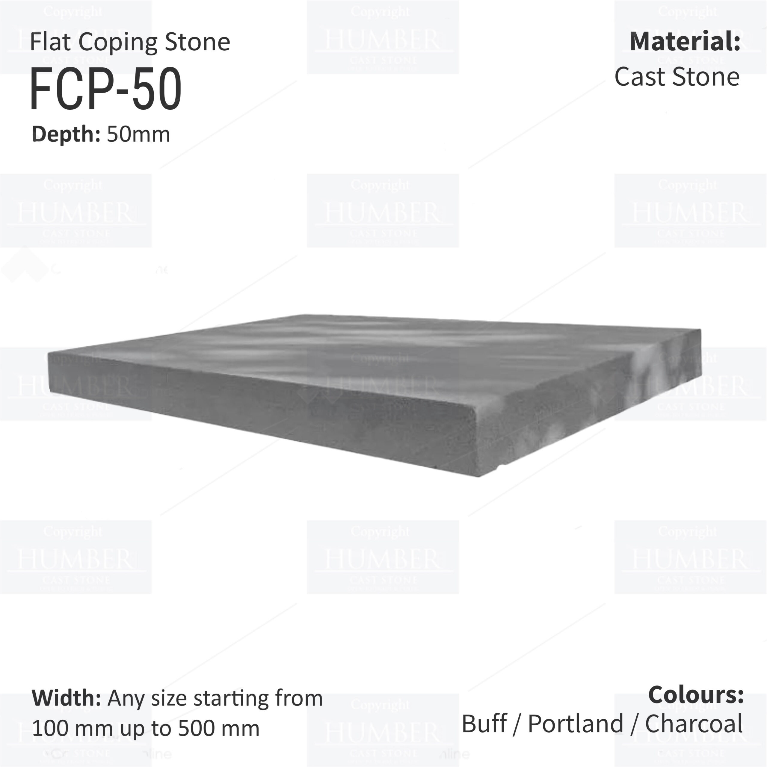 FLAT WALL COPINGS – 665MM LENGTH / 50MM HEIGHT