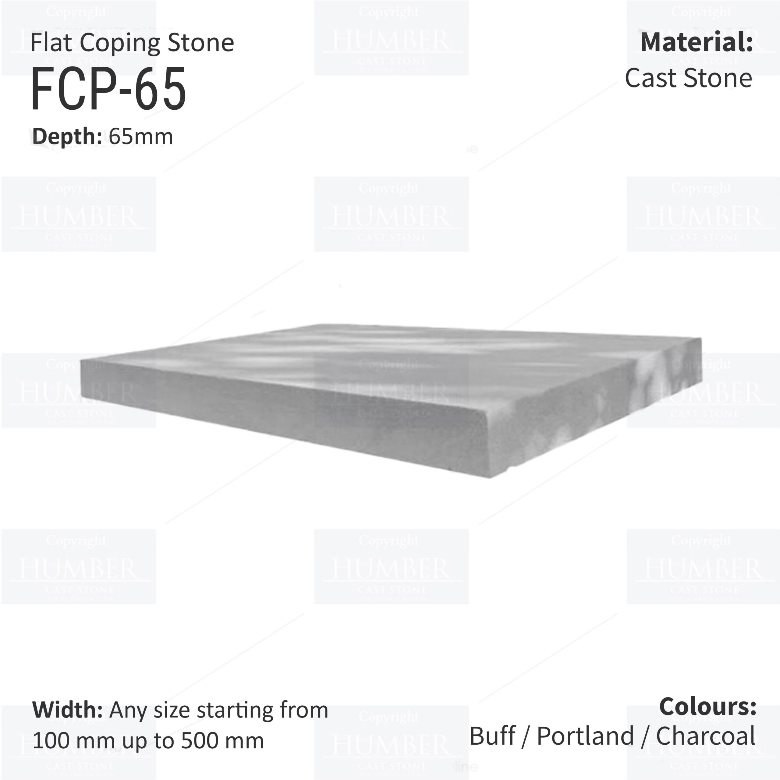 FLAT WALL COPINGS – 665MM LENGTH / 65MM HEIGHT