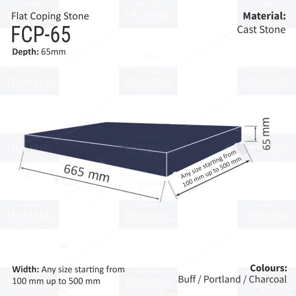 FLAT WALL COPINGS – 665MM LENGTH / 65MM HEIGHT