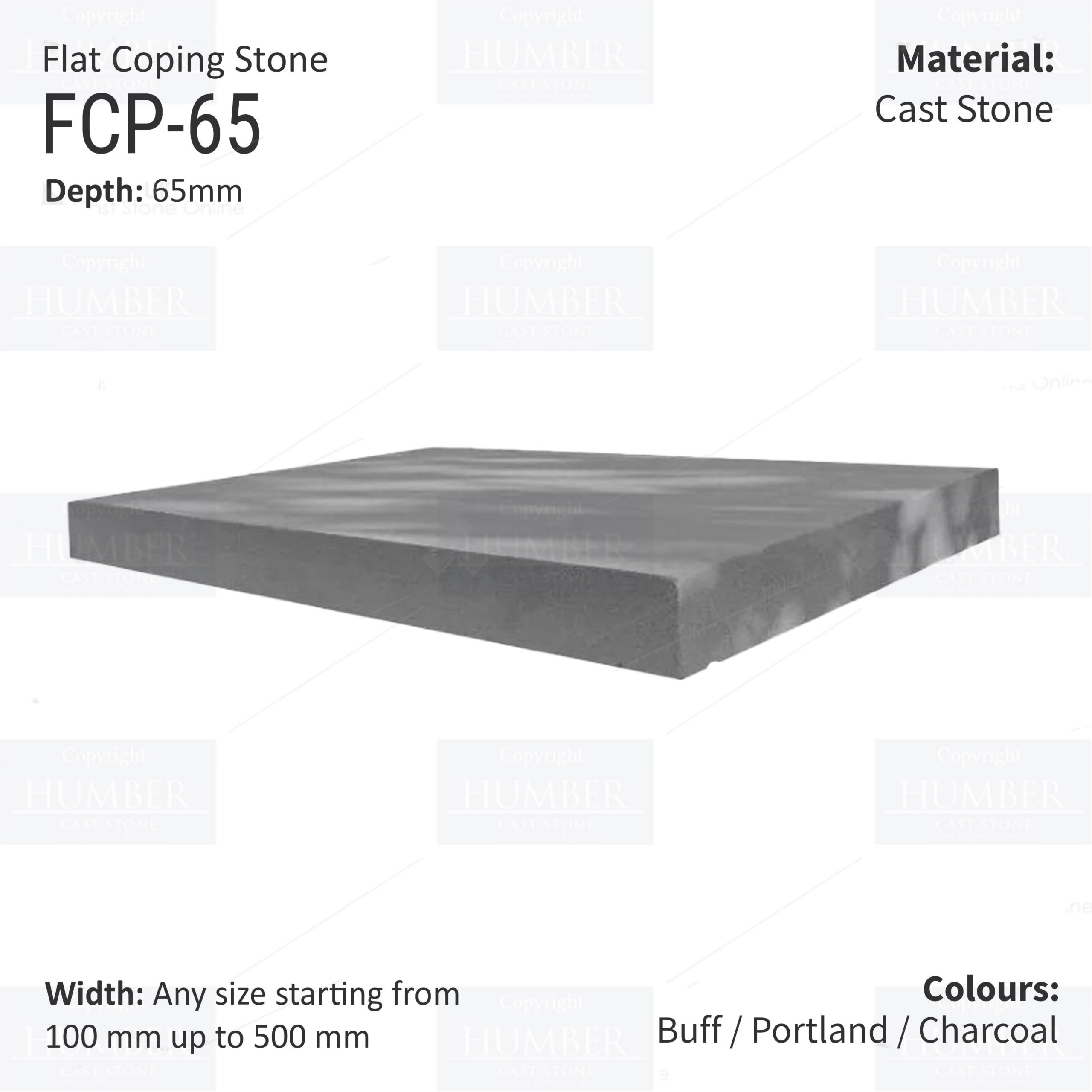 FLAT WALL COPINGS – 665MM LENGTH / 65MM HEIGHT