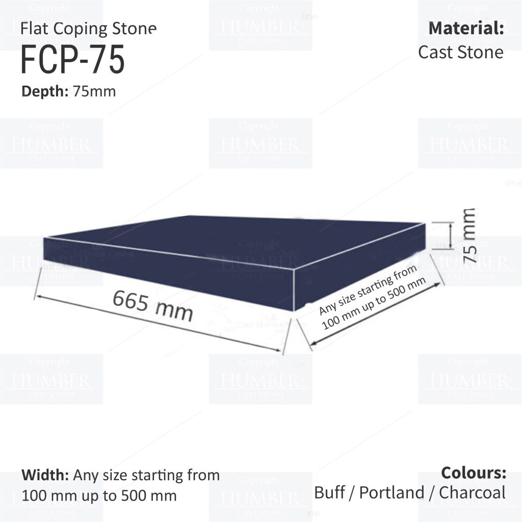 FLAT WALL COPINGS – 665MM LENGTH / 75MM HEIGHT
