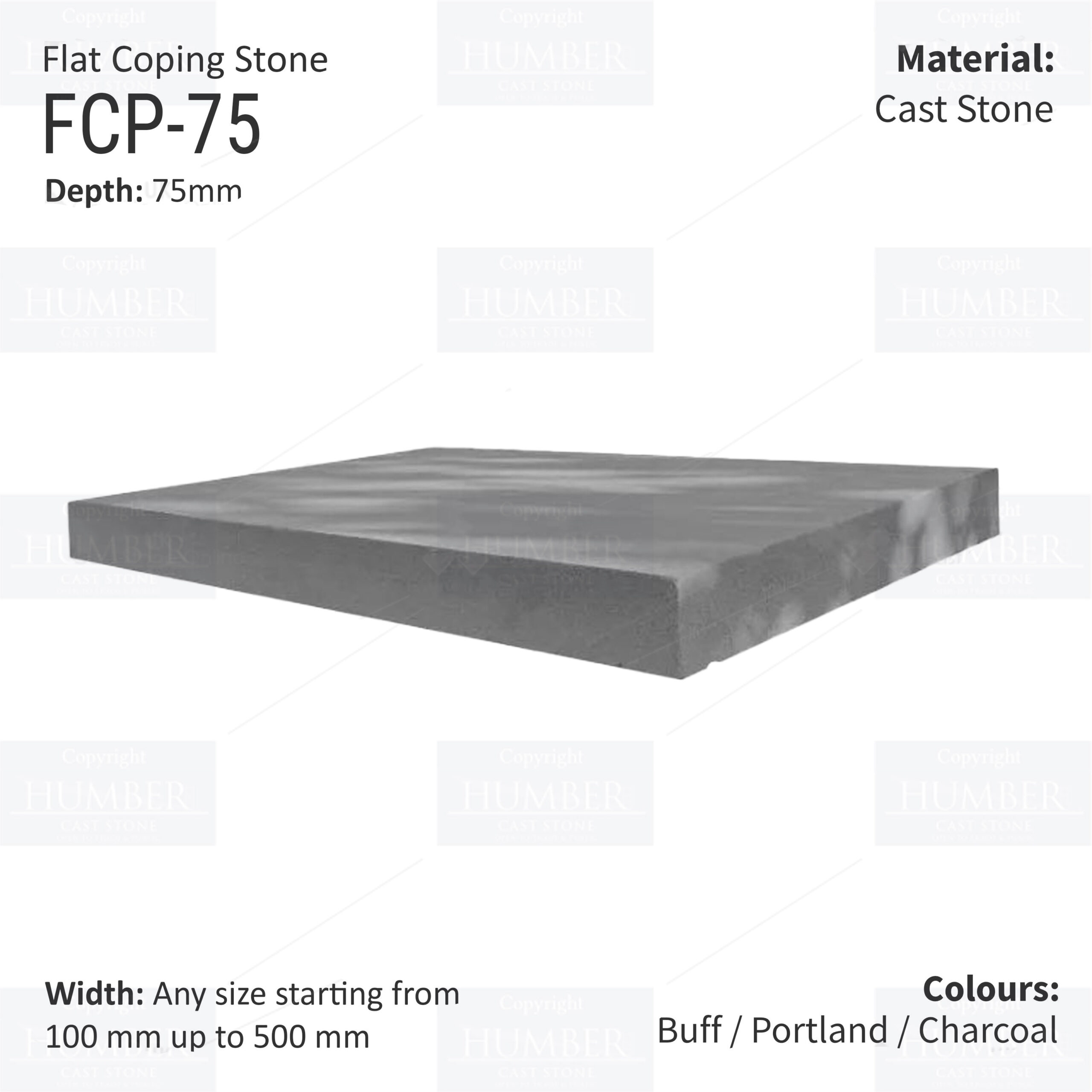 FLAT WALL COPINGS – 665MM LENGTH / 75MM HEIGHT