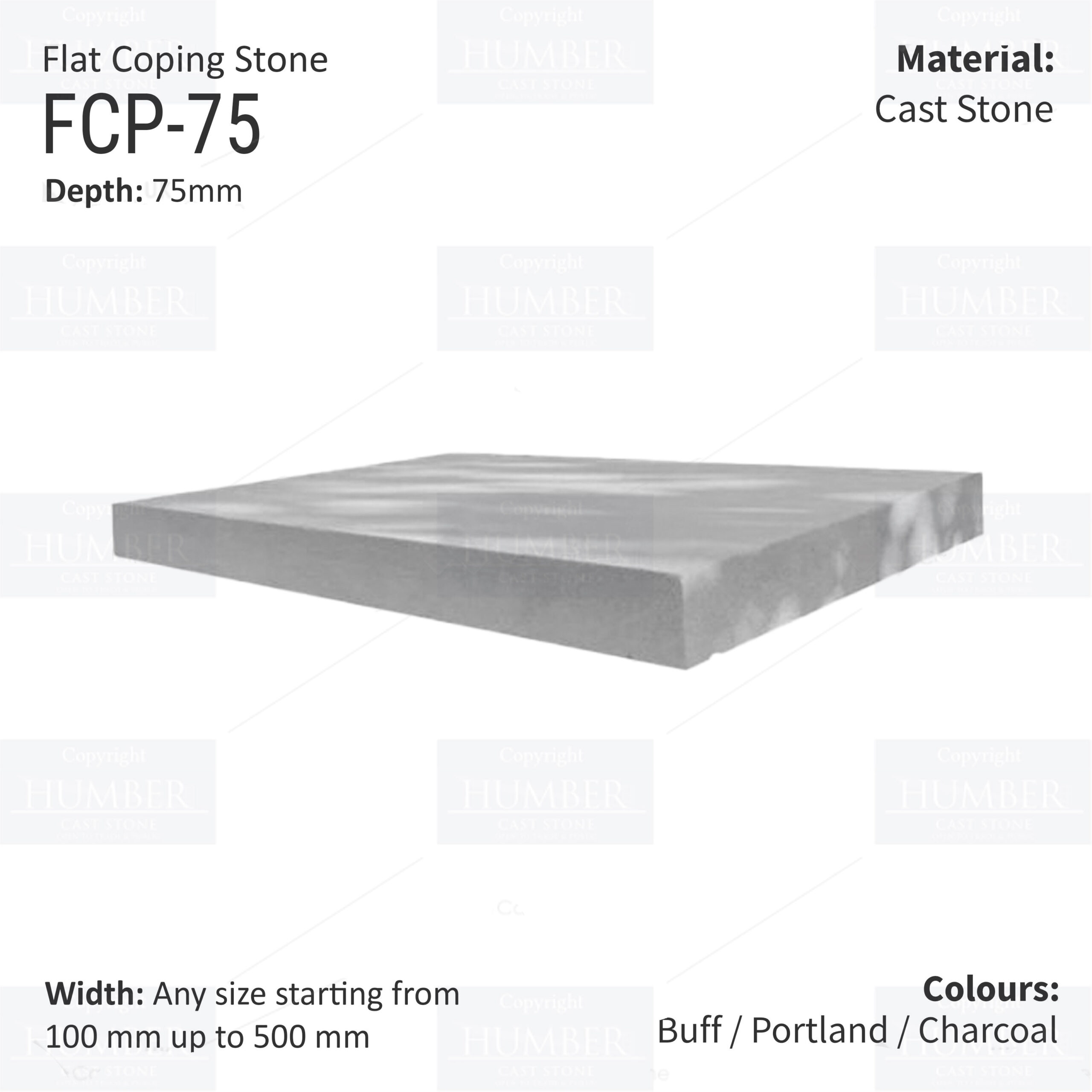 FLAT WALL COPINGS – 665MM LENGTH / 75MM HEIGHT