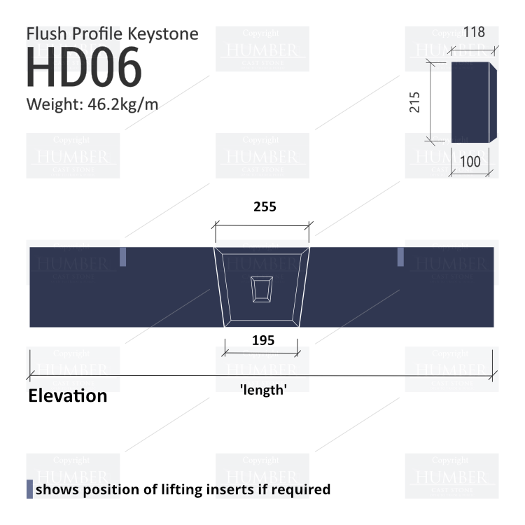 Plain Decorative Flush Keystone Window Head