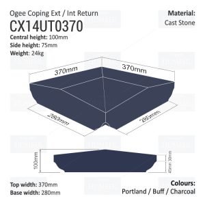 Ogee Wall Coping – Internal / External Return (Various Sizes)