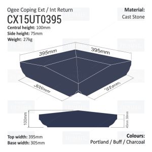Ogee Wall Coping – Internal / External Return (Various Sizes)