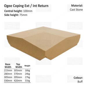 Ogee Wall Coping – Internal / External Return (Various Sizes)