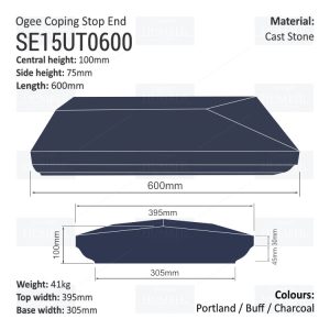 Ogee Wall Coping – Stop End (Various Sizes)