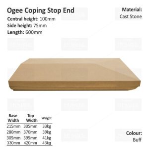Ogee Wall Coping – Stop End (Various Sizes)