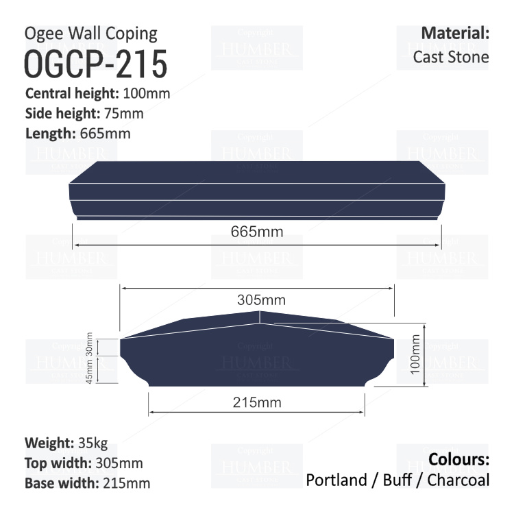 Ogee Wall Coping – (Various Sizes)