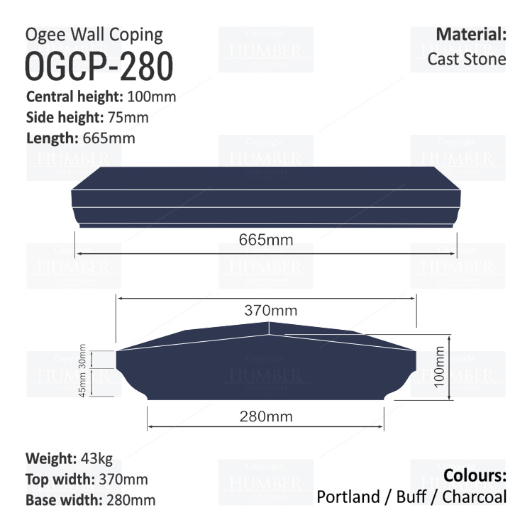Ogee Wall Coping – (Various Sizes)