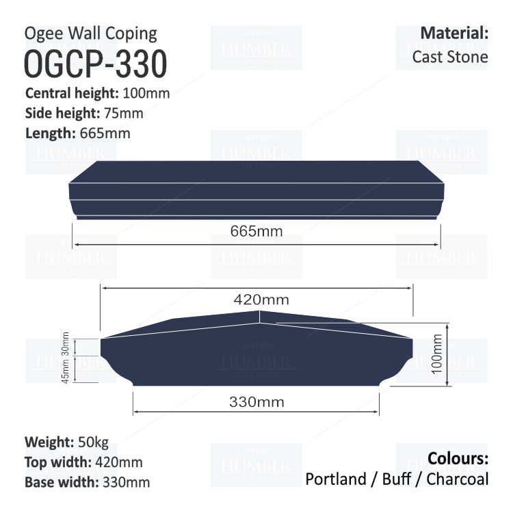 Ogee Wall Coping – (Various Sizes)