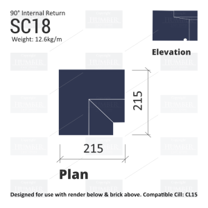 Render to Brick String Course (90° Internal Return) SC18