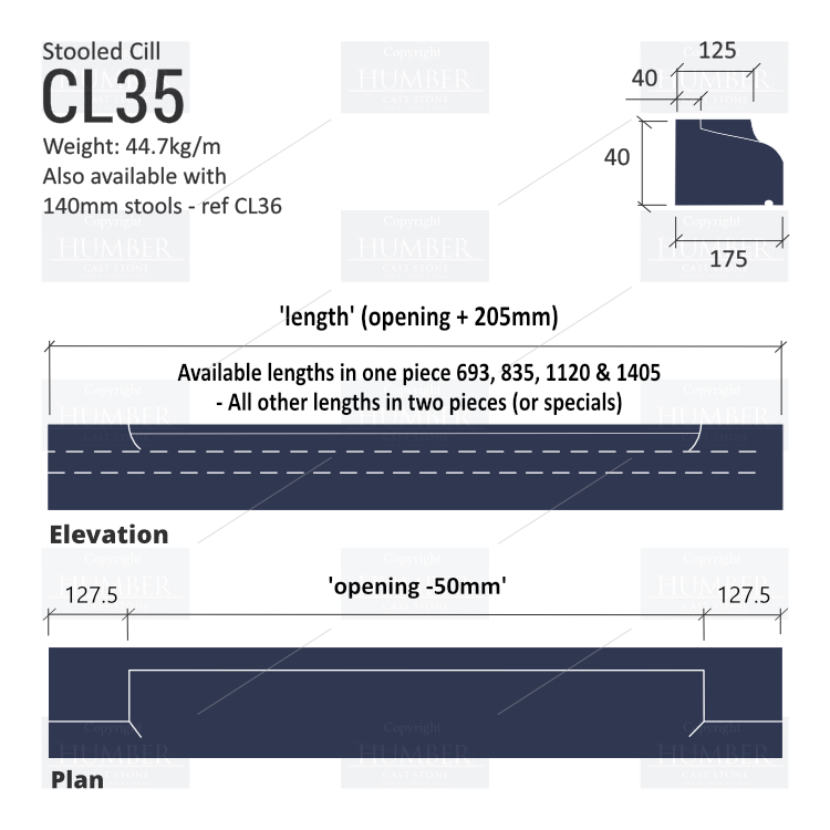 STOOLED WINDOWS CILLS CL35