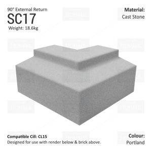 Render to Brick String Course (90° External Return) SC17