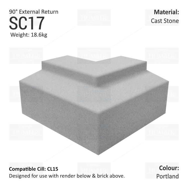 Render to Brick String Course (90° External Return) SC17