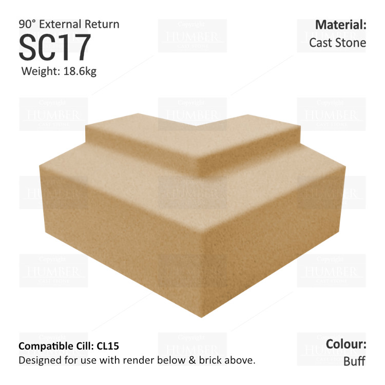 Render to Brick String Course (90° External Return) SC17