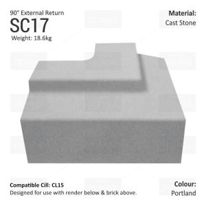 Render to Brick String Course (90° External Return) SC17