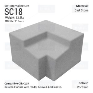 Render to Brick String Course (90° Internal Return) SC18