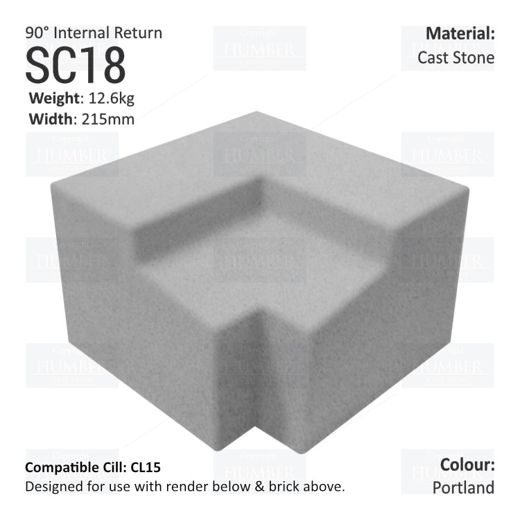 Render to Brick String Course (90° Internal Return) SC18