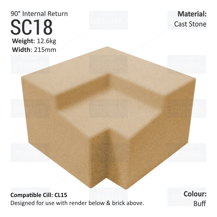 Render to Brick String Course (90° Internal Return) SC18