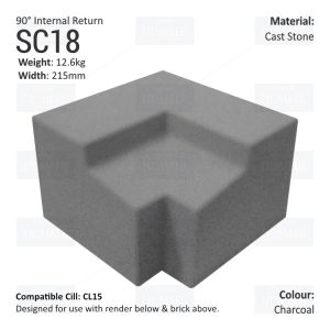 Render to Brick String Course (90° Internal Return) SC18