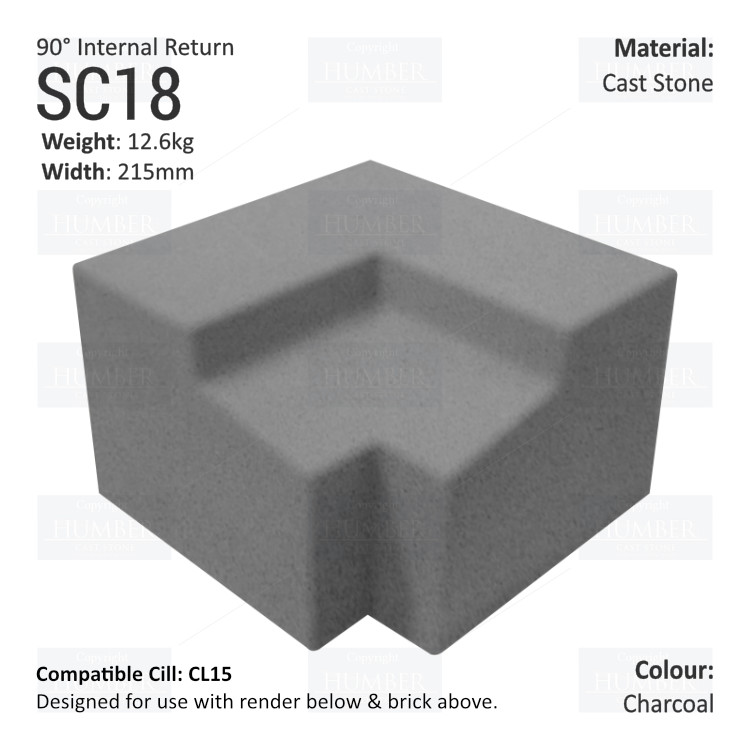 Render to Brick String Course (90° Internal Return) SC18