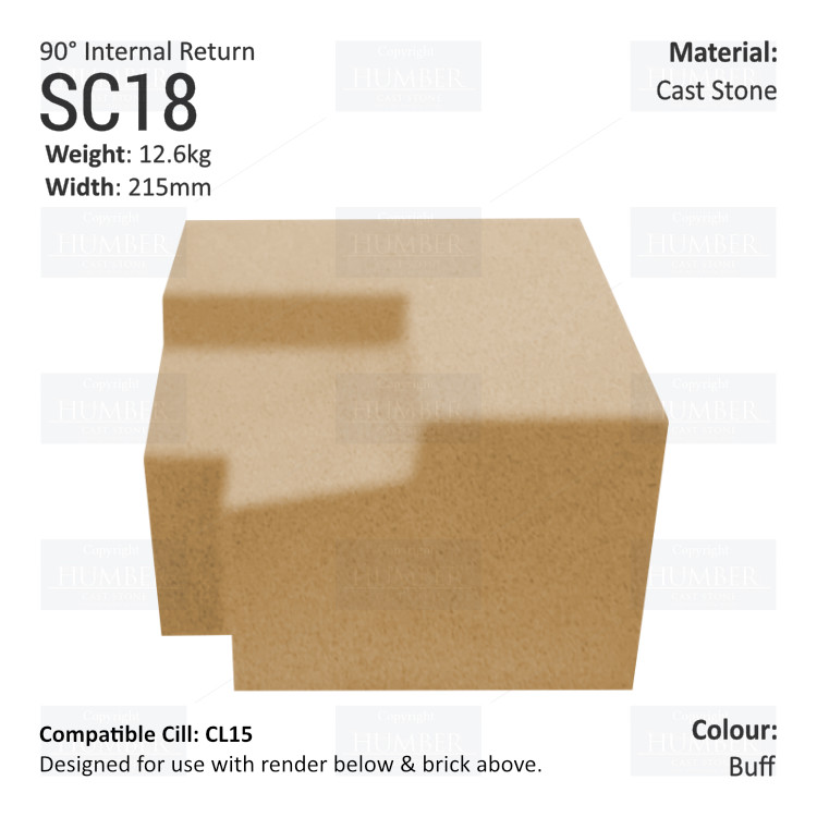 Render to Brick String Course (90° Internal Return) SC18