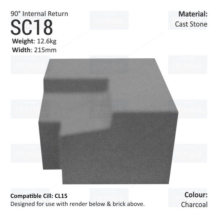 Render to Brick String Course (90° Internal Return) SC18