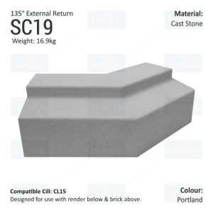 Render to Brick String Course (135°External Return) SC19