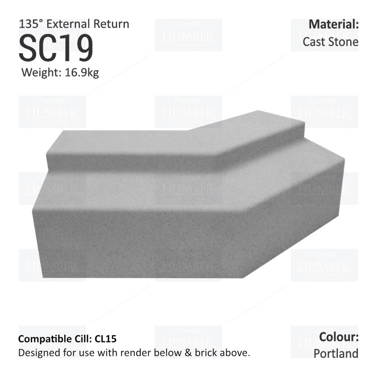 Render to Brick String Course (135°External Return) SC19