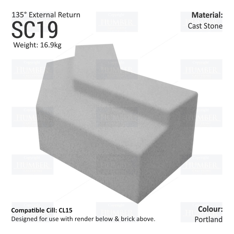Render to Brick String Course (135°External Return) SC19