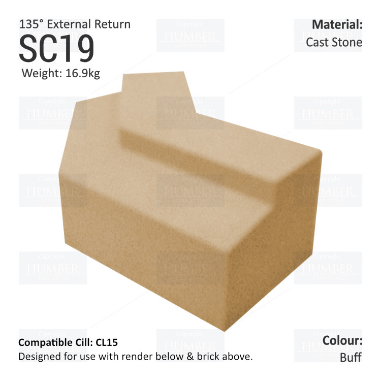 Render to Brick String Course (135°External Return) SC19