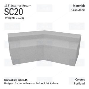 Render to Brick String Course (135° Internal Return) SC20