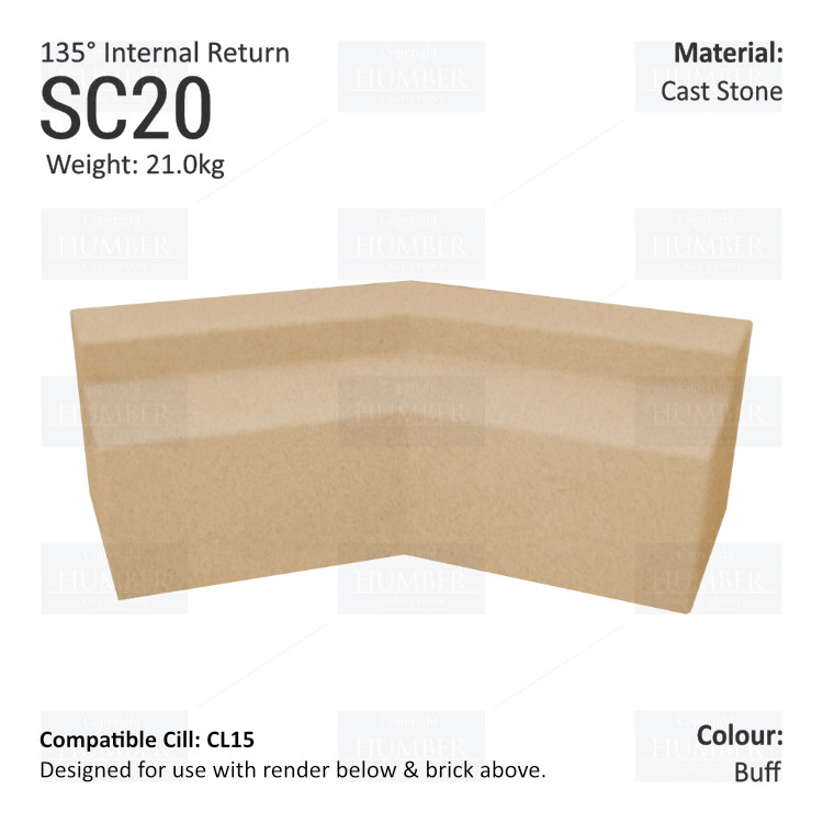 Render to Brick String Course (135° Internal Return) SC20