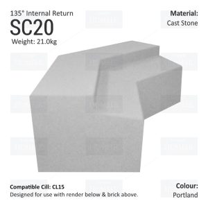 Render to Brick String Course (135° Internal Return) SC20