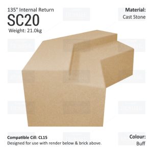 Render to Brick String Course (135° Internal Return) SC20