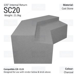 Render to Brick String Course (135° Internal Return) SC20