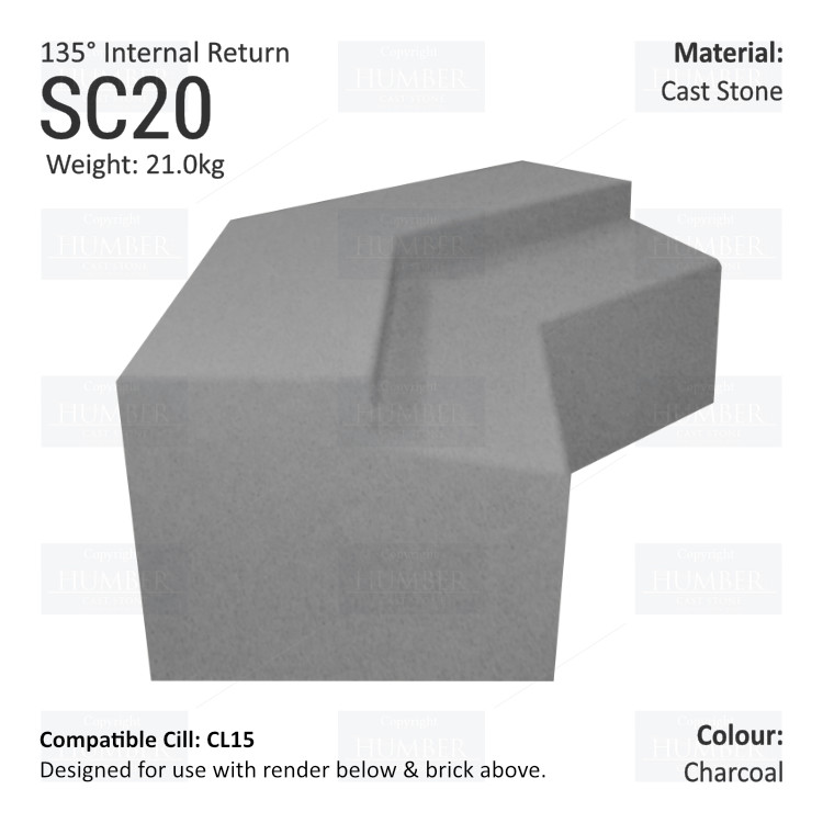 Render to Brick String Course (135° Internal Return) SC20