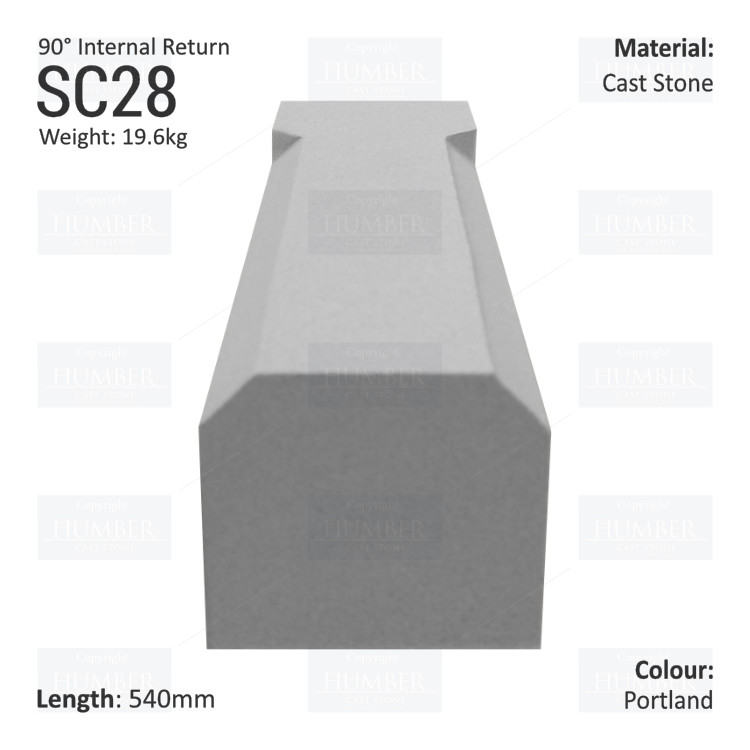 Chamfered String Course (90° Internal Return) SC28