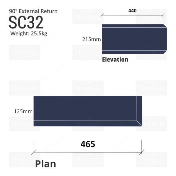 Chamfered String Course (90° External Return) SC32