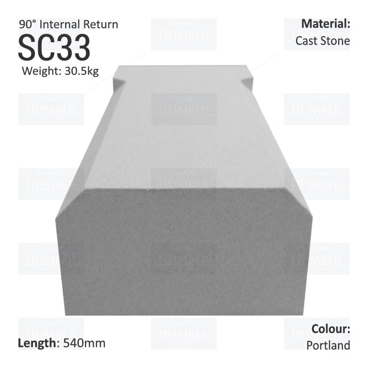 Chamfered String Course (90° Internal Return) SC33