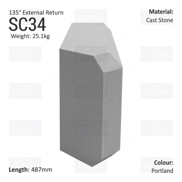 Chamfered String Course (135° External Return) SC34