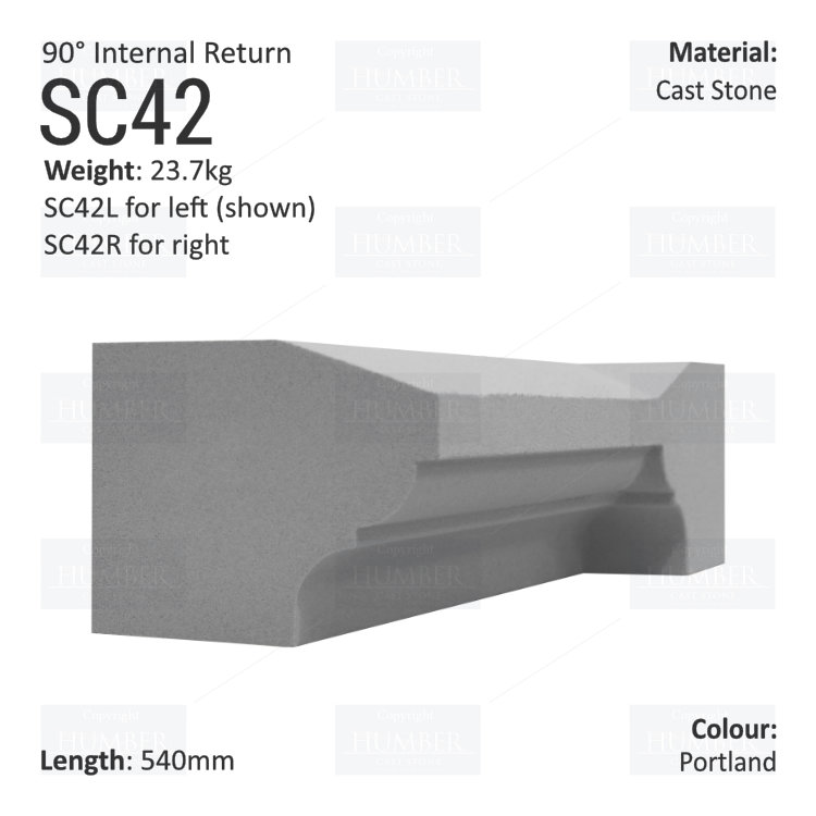 Ogee String Course (90° Internal Return) SC42